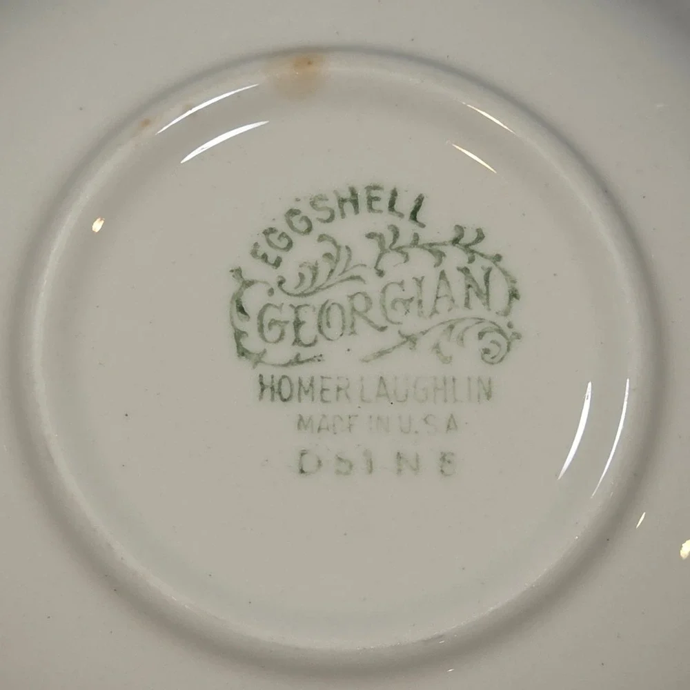Homer Laughlin Eggshell Georgian Floral Bowl Gold Trim Vintage Cottagecore USA